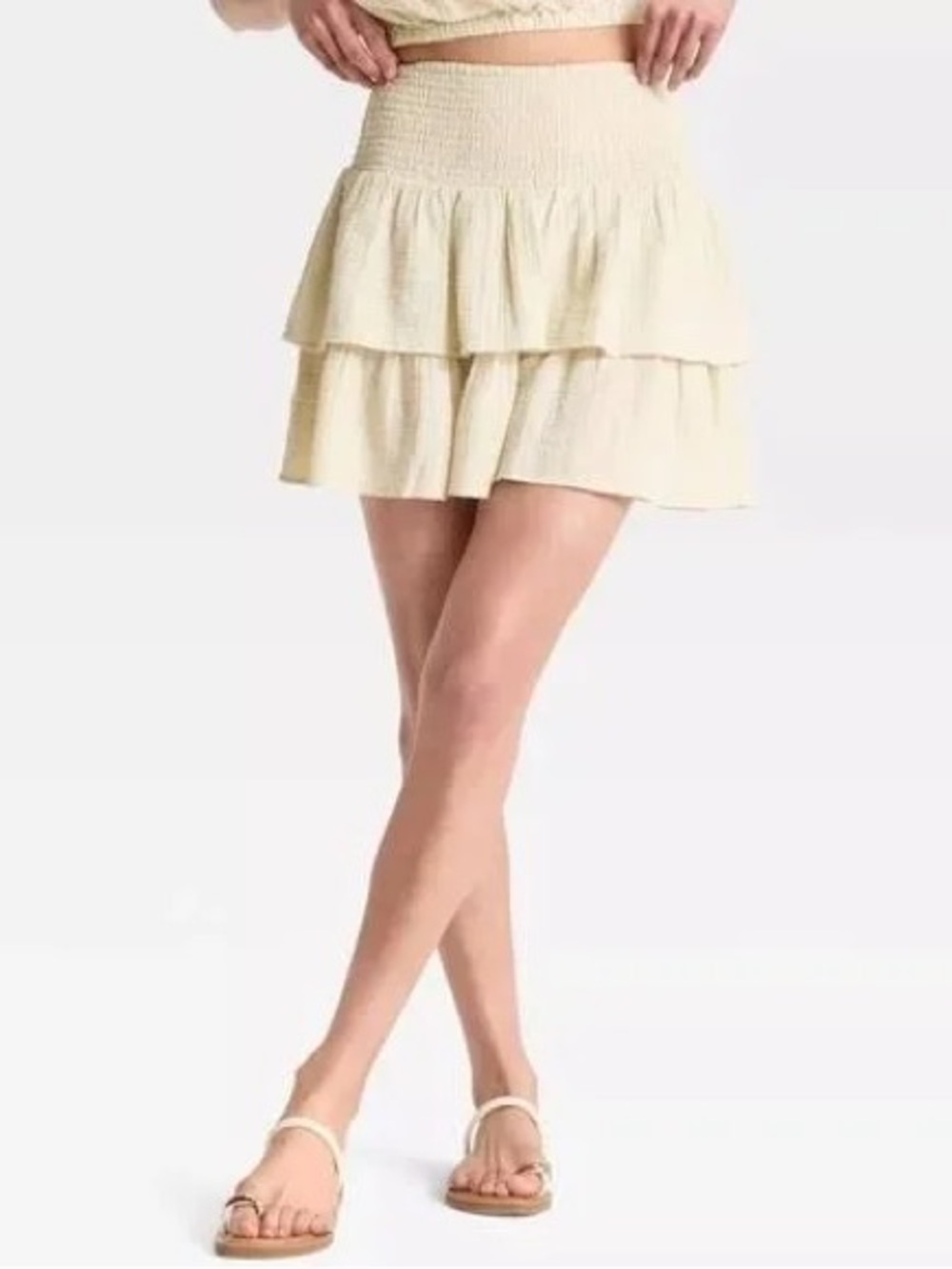Universal Thread Tan Tiered Mini Skirt Stretch Waist Size XXL NWT - Picture 2 of 3